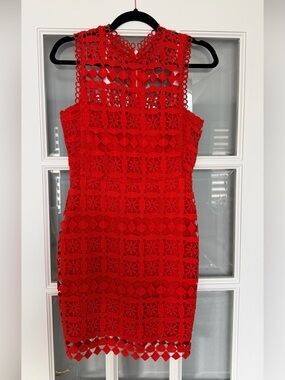 Lulu's Red Crochet Mini Dress